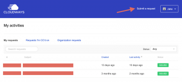 Cloudways Support Create a Ticket Submit a Request