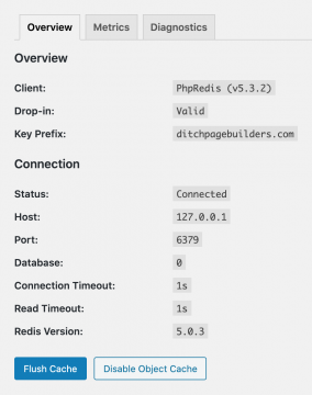 WordPress Redis Object Cache Plugin Activated